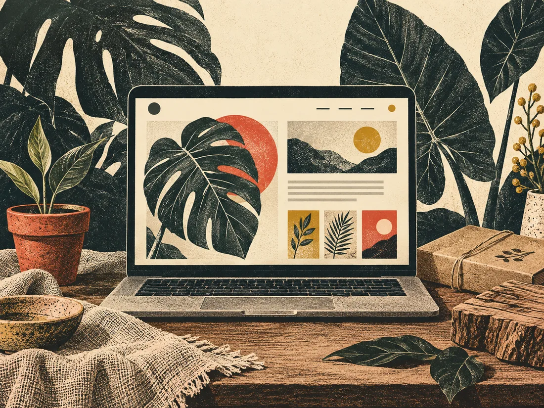 Web botánica de una web corporativa en un portátil